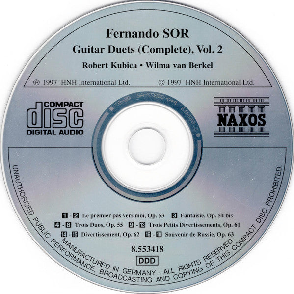 Sor* - Robert Kubica • Wilma van Berkel : Guitar Duets (Complete), Vol. 2 (CD, Album)