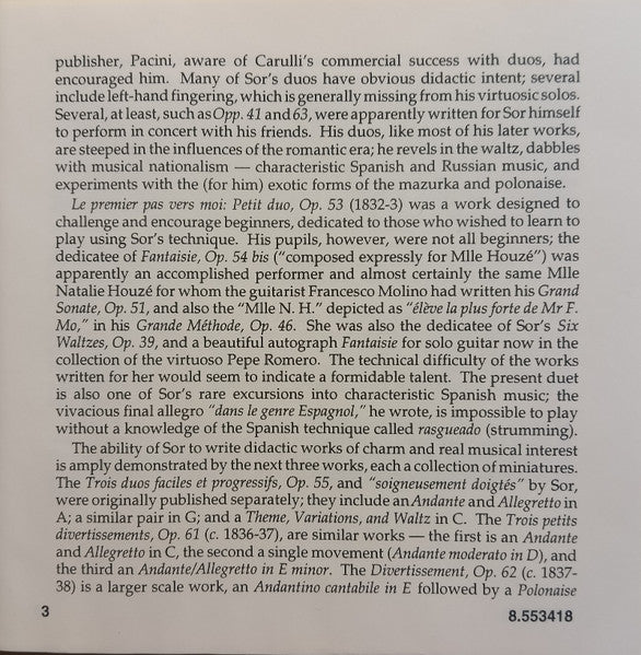 Sor* - Robert Kubica • Wilma van Berkel : Guitar Duets (Complete), Vol. 2 (CD, Album)