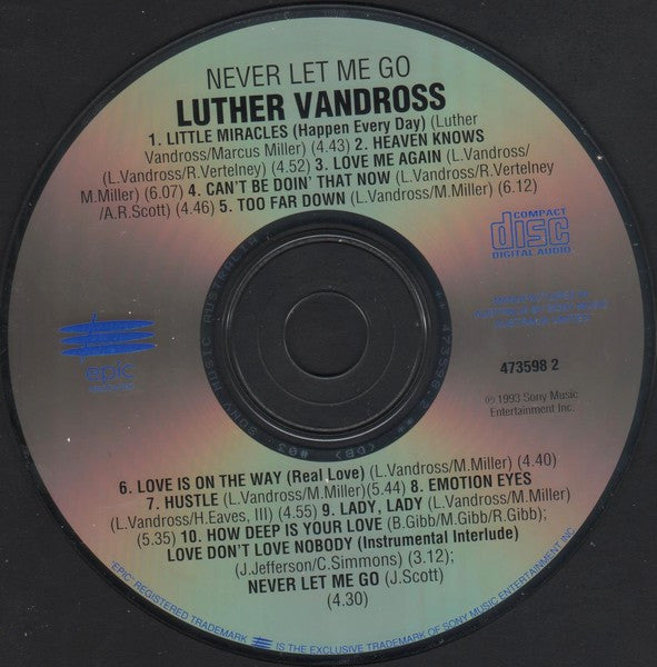 Luther Vandross : Never Let Me Go (CD, Album)