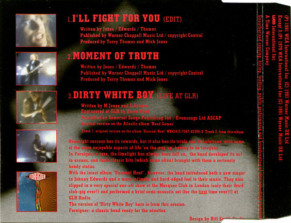 Foreigner : I'll Fight For You (CD, Single)