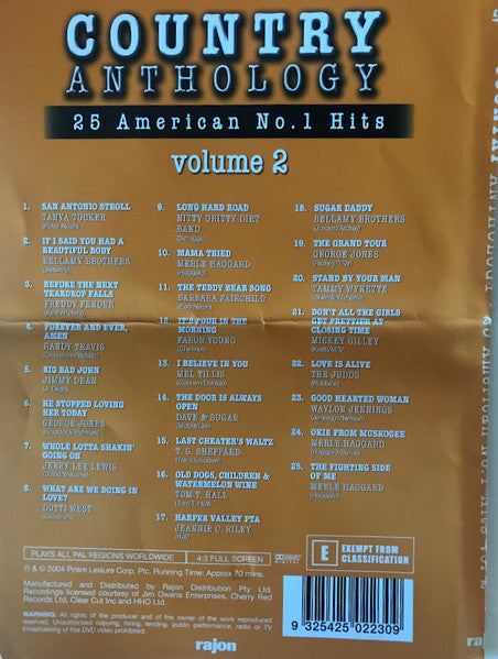 Various : Country Anthology - 25 American No. 1 Hits Volume 2 (DVD, Comp)