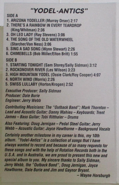 Wayne Horsburgh : Yodel-Antics (Cass, Album)
