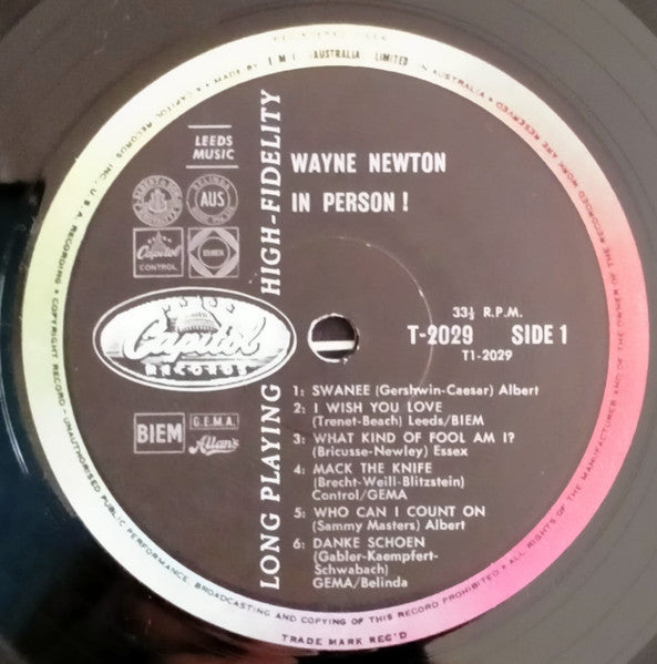 Wayne Newton : In Person! (LP, Album, Mono)