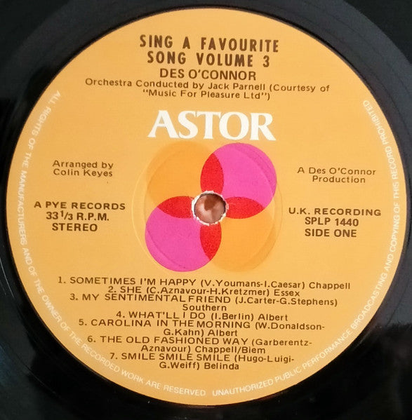 Des O'Connor : Sing A Favourite Song Volume 3 (LP, Comp)