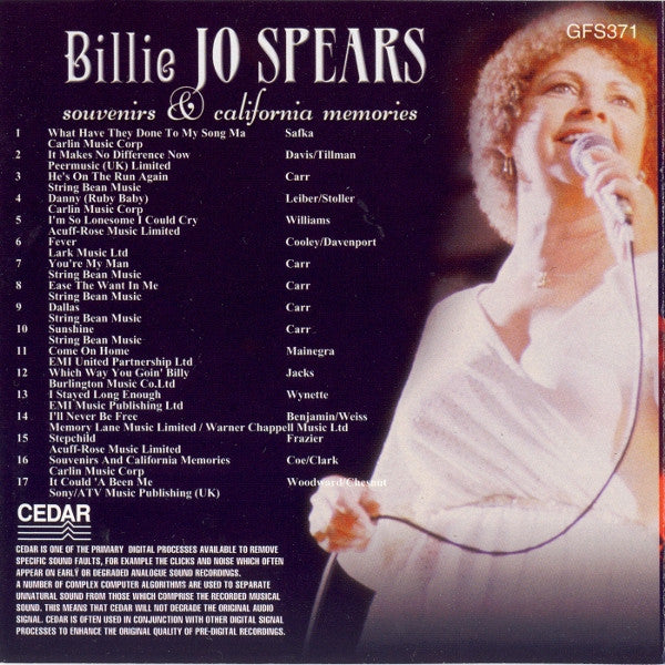 Billie Jo Spears : Souvenirs & California Memories (CD, Comp)