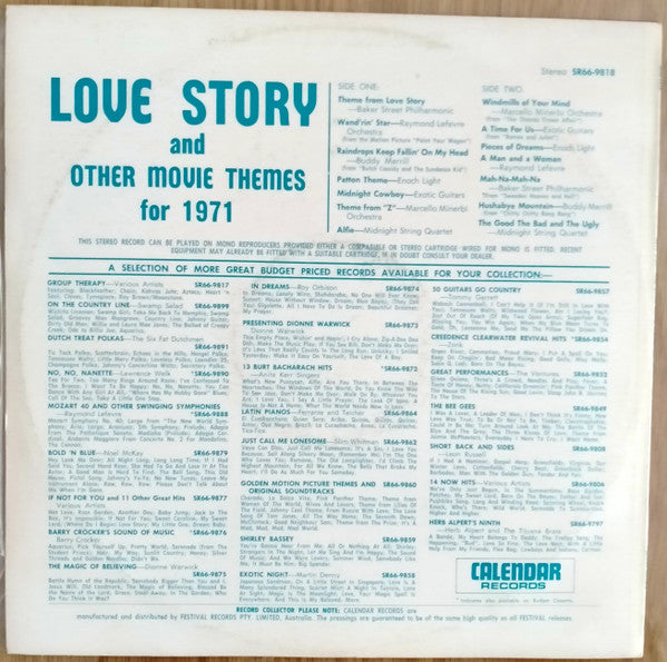 Various : Love Story & Other Movie Themes For 1971 (LP, Comp)