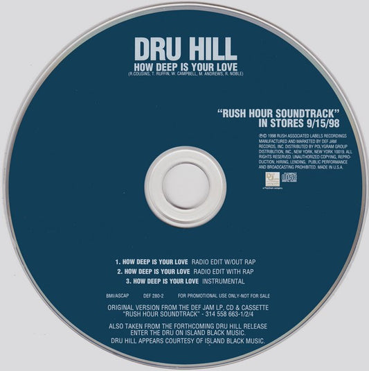 Dru Hill Featuring Redman : How Deep Is Your Love (CD, Single, Promo)
