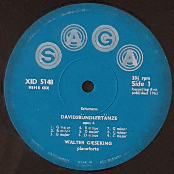 Schumann* / Walter Gieseking : Davidsbündlertänze, Opus 6 (LP, Album, Mono)