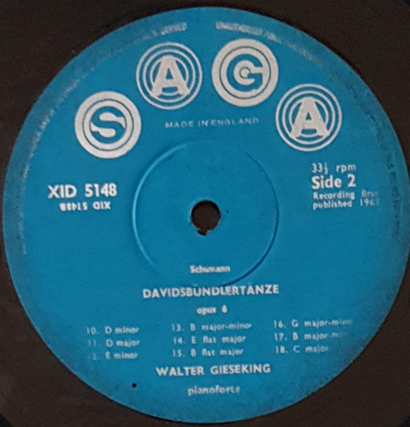 Schumann* / Walter Gieseking : Davidsbündlertänze, Opus 6 (LP, Album, Mono)