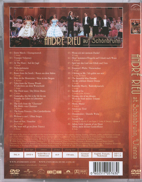 André Rieu & Johann Strauß Orchestra With The Platin Tenors : At Schönbrunn, Vienna (DVD-V, PAL)