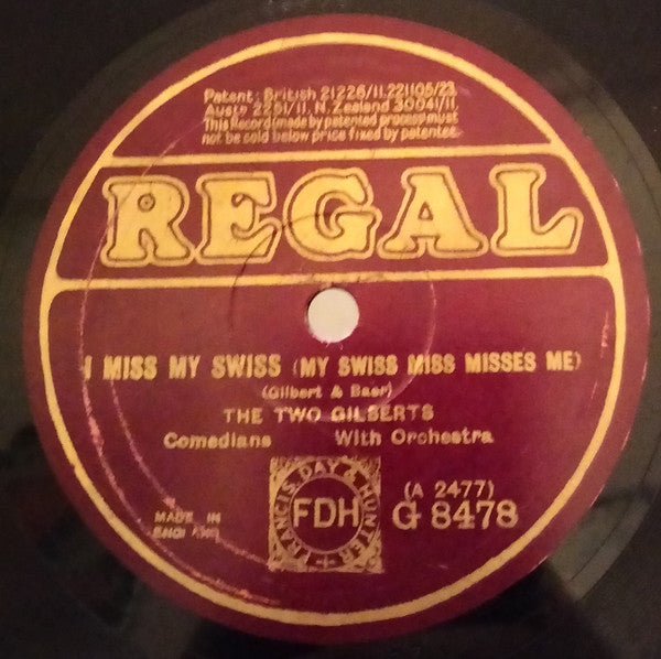 Tom Gilbert (3)  /  The Two Gilberts : Ukulele Lady / I Miss My Swiss (My Swiss Miss Misses Me) (Shellac, 10")