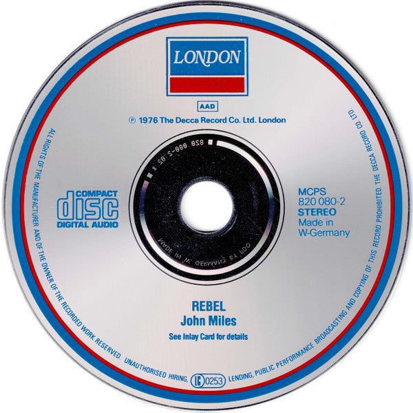 John Miles : Rebel (CD, Album, RE)
