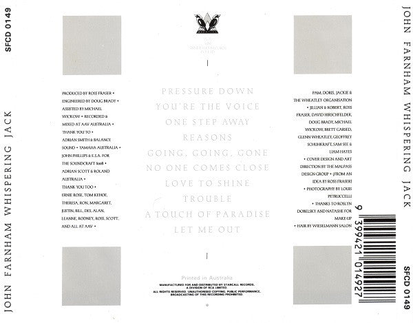 John Farnham : Whispering Jack (CD, Album, RE)