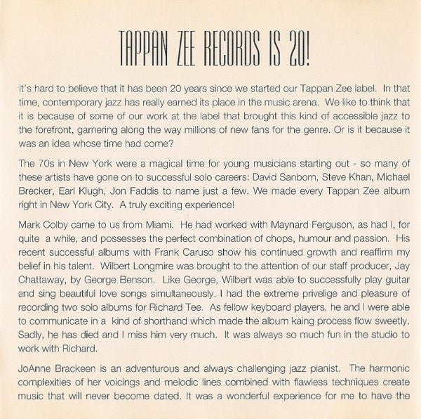 Various : Tappan Zee Is 20! : The Best Of Tappan Zee (CD, Comp)