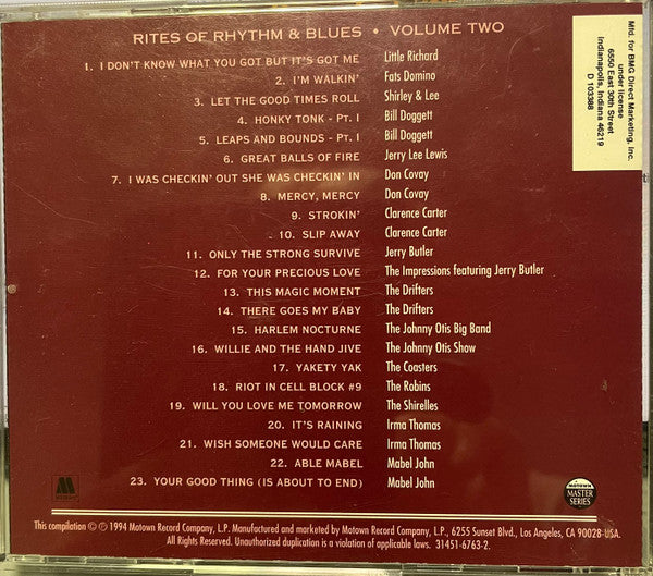 Various : Rites Of Rhythm & Blues Volume Two (CD, Comp, Club, BMG)