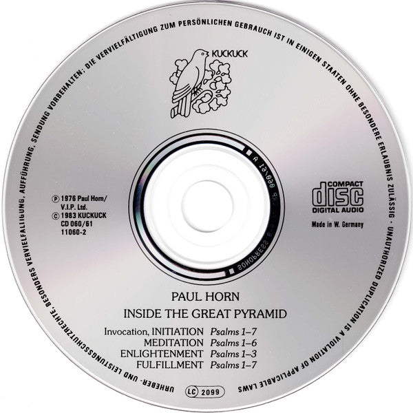 Paul Horn : Inside The Great Pyramid (CD, Album, RE)