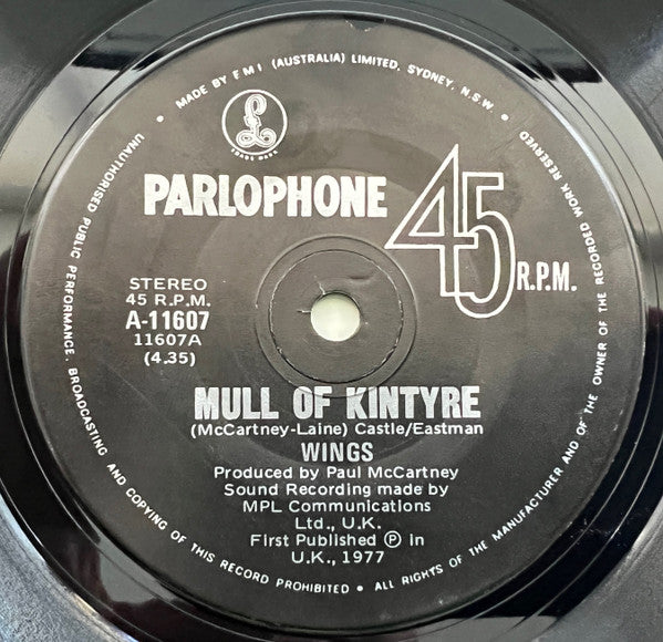 Wings (2) : Mull Of Kintyre (7", Single, RE)