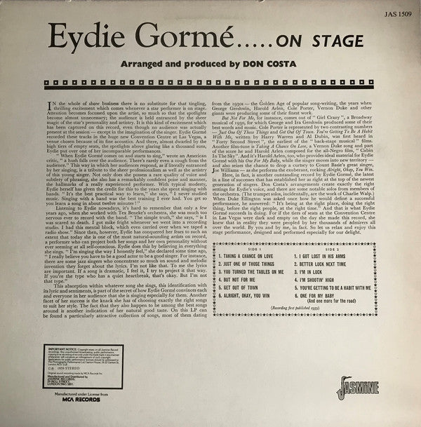 Eydie Gormé : On Stage (LP, Album)