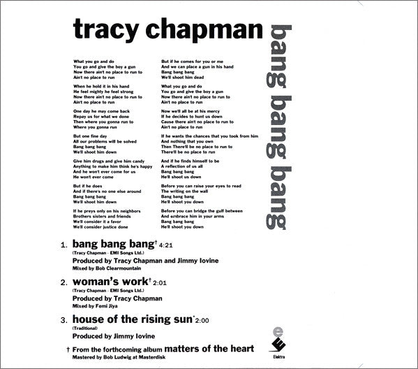 Tracy Chapman : Bang Bang Bang (CD, Single)