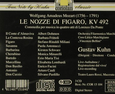 W. A. Mozart*, Gustav Kuhn : La Nozze Di Figaro (3xCD, Album)