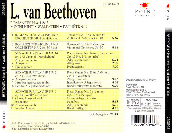 Beethoven* : Romances Nos. 1 & 2 • Moonlight • Waldstein • Pathéthique (CD)