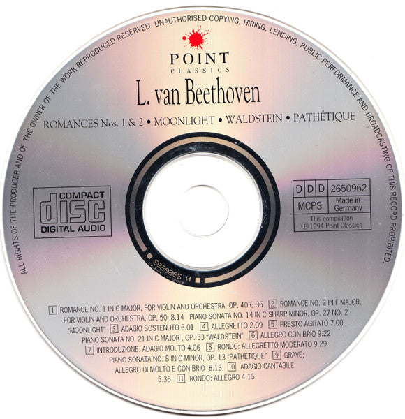 Beethoven* : Romances Nos. 1 & 2 • Moonlight • Waldstein • Pathéthique (CD)