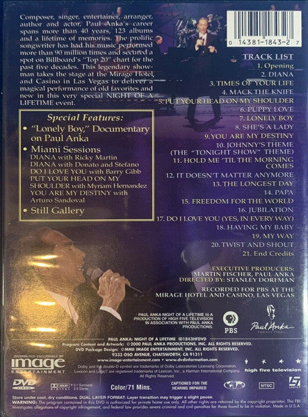 Paul Anka : Night Of A Lifetime (DVD-V, NTSC)