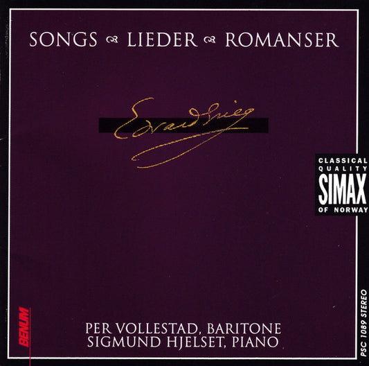 Edvard Grieg, Per Vollestad, Sigmund Hjelset : Edvard Grieg: Songs (CD)