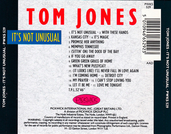 Tom Jones : It's Not Unusual (CD, Comp)