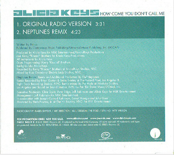 Alicia Keys : How Come You Don't Call Me (CD, Single, Promo)