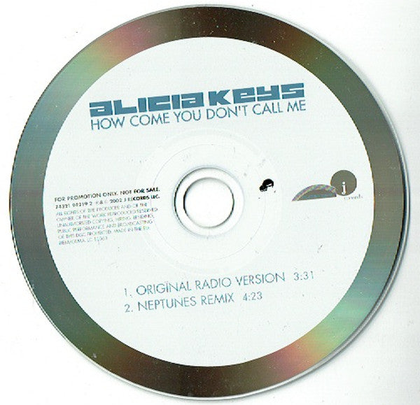 Alicia Keys : How Come You Don't Call Me (CD, Single, Promo)