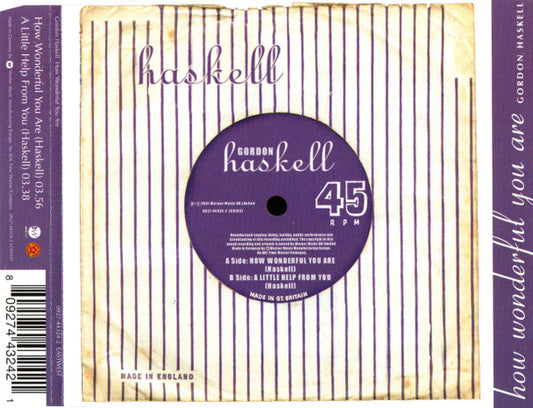 Gordon Haskell : How Wonderful You Are (CD, Single)