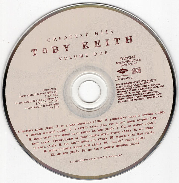 Toby Keith : Greatest Hits Volume One (CD, Comp, Club)