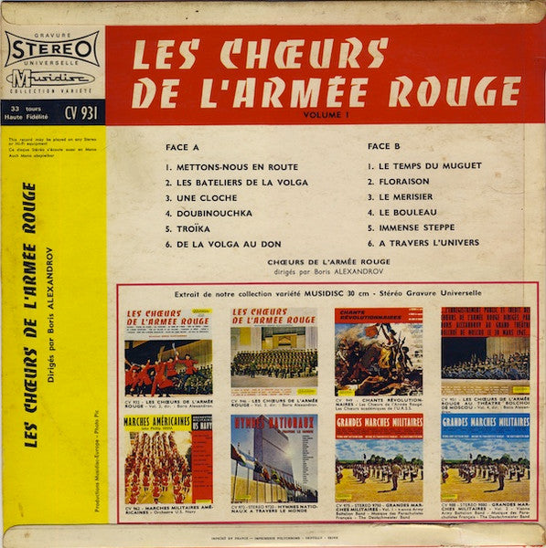 The Alexandrov Red Army Ensemble - Boris Alexandrov : Les Chœurs De L'Armée Rouge (Volume 1) (LP)