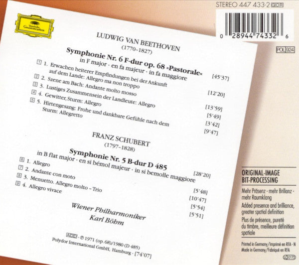 Beethoven*, Schubert* - Wiener Philharmoniker · Karl Böhm : Symphonie No. 6 »Pastorale« · Symphonie No. 5 (CD, Comp, RE, RM)
