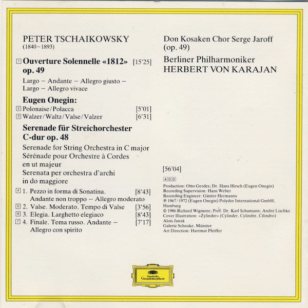 Pyotr Ilyich Tchaikovsky - Berliner Philharmoniker - Herbert von Karajan : Ouverture Solennelle »1812« - Streicherserenade - Polonaise Und Walzer Aus »Eugen Onegin« (CD, Comp, RM)