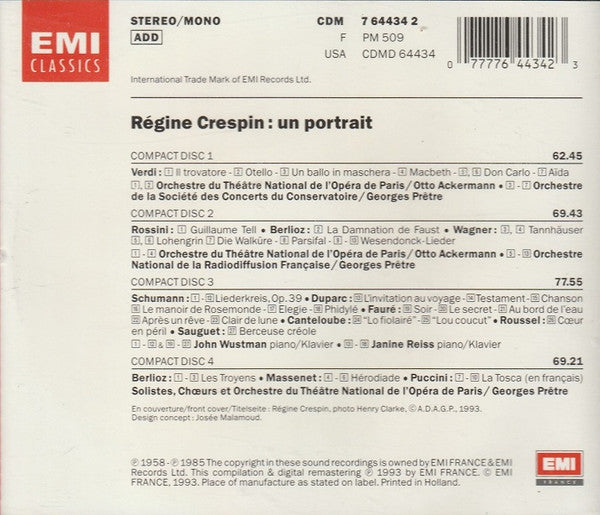 Régine Crespin : Un Portrait (4xCD, Comp, Mono, RE, RM)