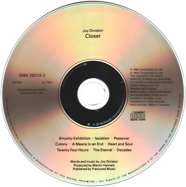 Joy Division : Closer (CD, Album, RE, Arv)