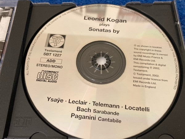 Leonid Kogan - Ysaÿe* / Leclair* / Telemann* / Locatelli* / Bach* / Paganini* : Sonatas (CD, Comp, Mono)