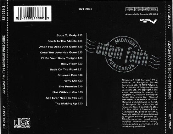 Adam Faith : Midnight Postcards (CD, Album)