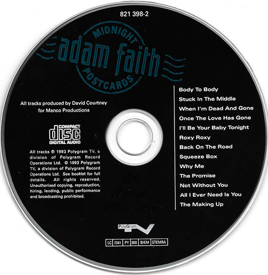 Adam Faith : Midnight Postcards (CD, Album)