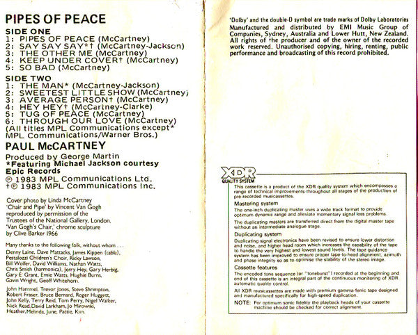 Paul McCartney : Pipes Of Peace (Cass, Album)