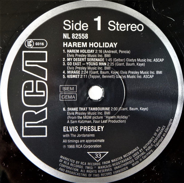 Elvis Presley : Harem Holiday (LP, Album, RE)