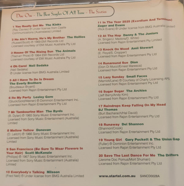 Various : The Best Singles Of All Time The Sixties Disc 1 (CD, Comp)