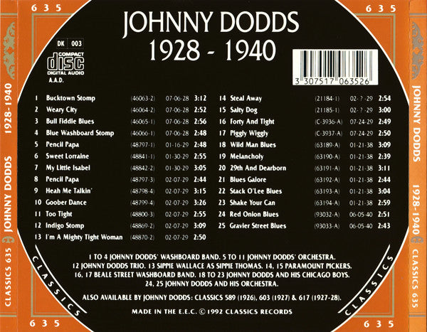 Johnny Dodds : 1928-1940 (CD, Comp)