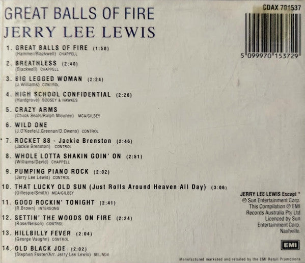 Jerry Lee Lewis : Great Balls Of Fire (CD, Comp)