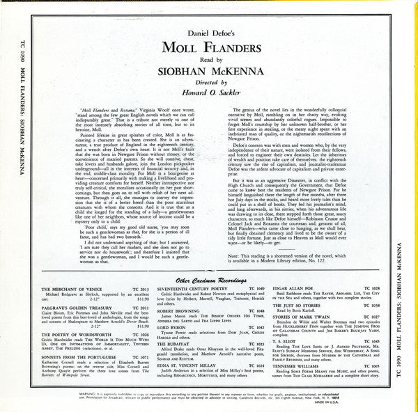 Daniel Defoe : Daniel Defoe's Moll Flanders (LP)