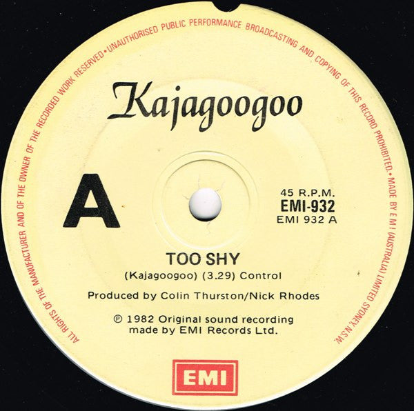 Kajagoogoo : Too Shy (7", Single)
