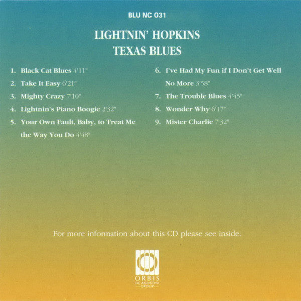 Lightnin' Hopkins : Texas Blues (CD, Album, RE)