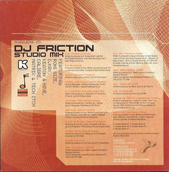 DJ Friction : Studio Mix (CD, Comp, Mixed)